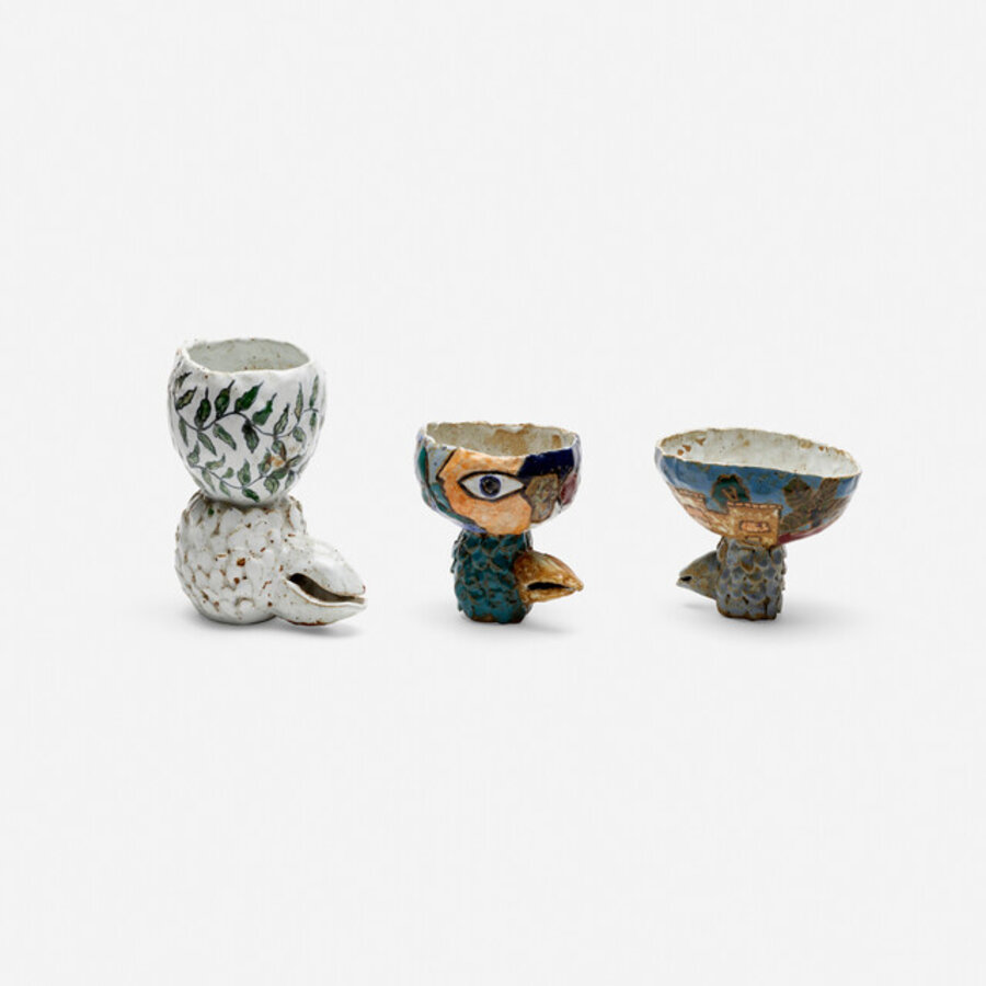 Bird goblets, set of three