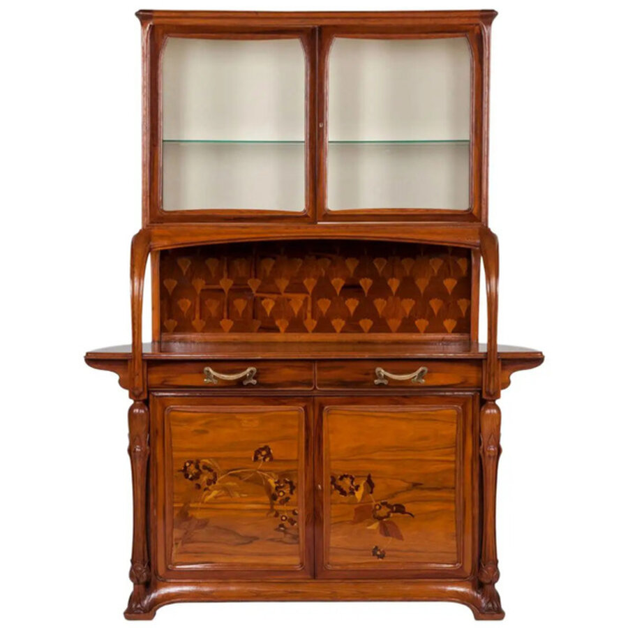 Louis Majorelle Nancy Signed Sideboard Vitrine, circa 1900