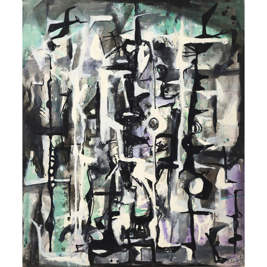 Abstraction in Green, White, Black and Purple