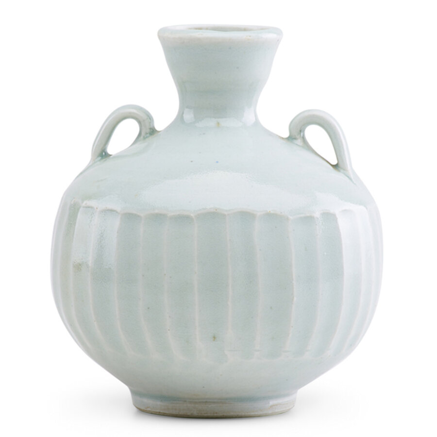 Carved porcelain urn with fine celadon glaze, St. Ives, England