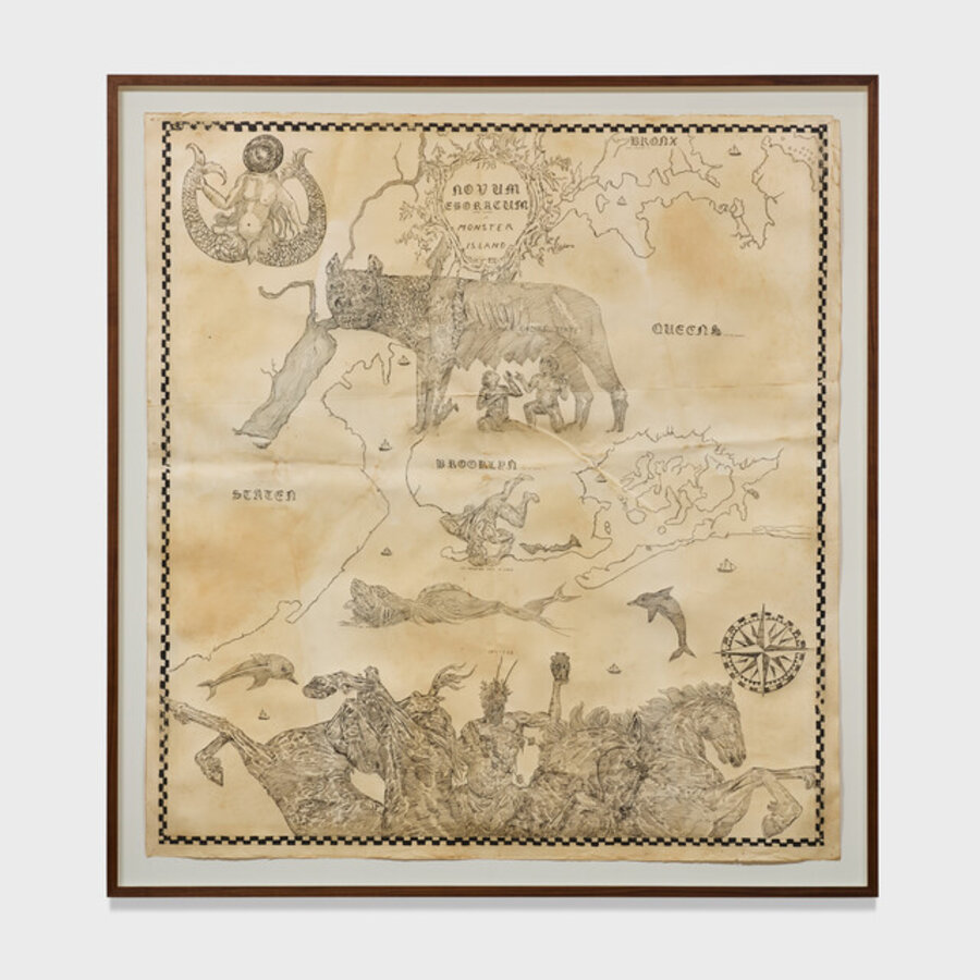 A Protean map of the 5 boroughs of Novum Eboracum (New York City) in the death throes of a popular, yet complicated revolution. 1798. Or, Monster Island.