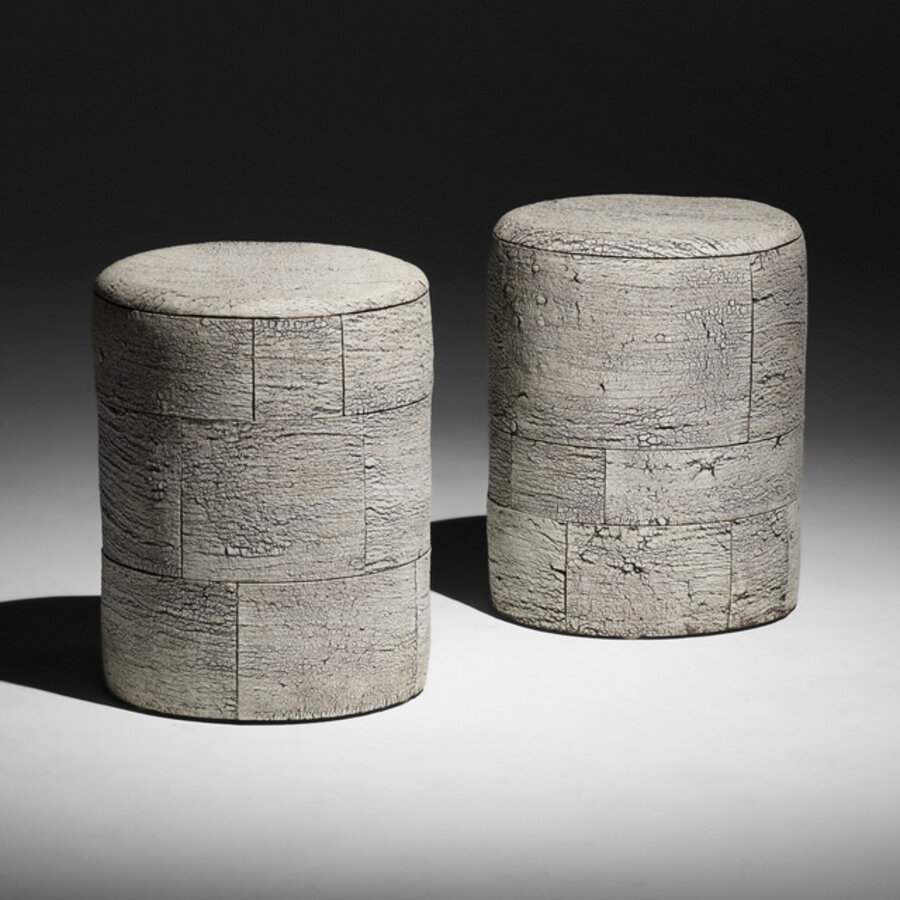 Birchbark occasional tables, pair