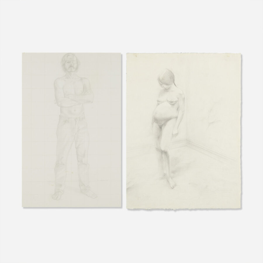 Study for Self-Portrait; Diana Pregnant - Study for Box Construction (two works)