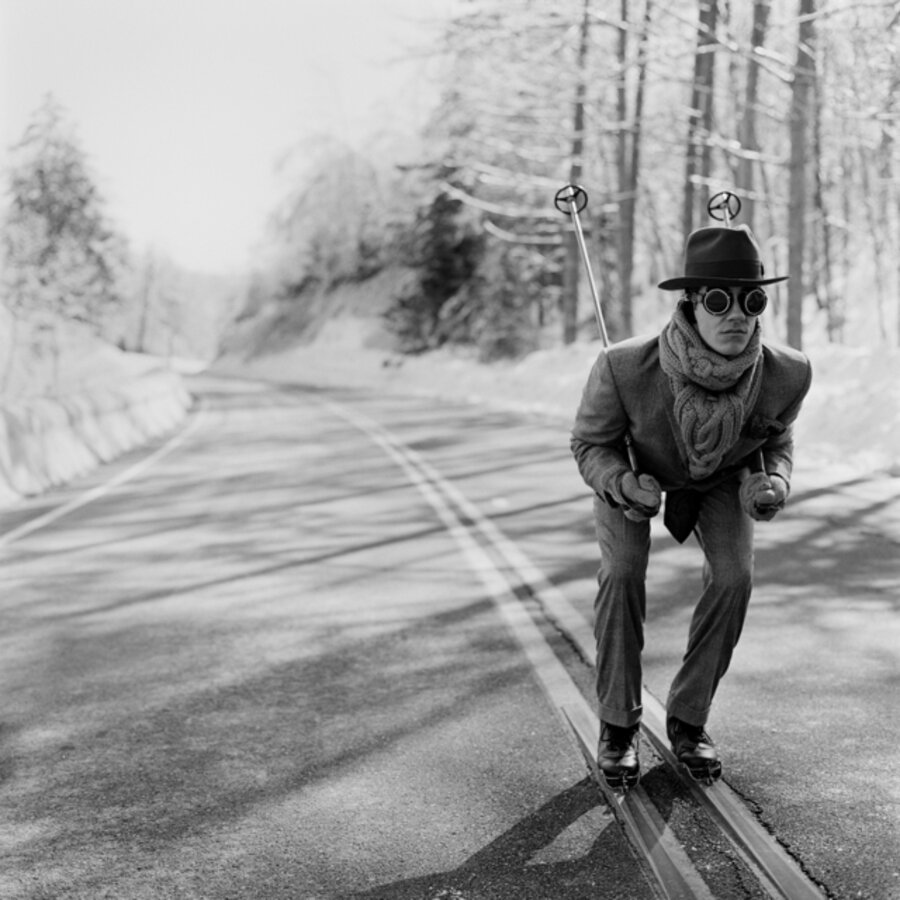 Reed Skiing in the Street, Lake Placid, New York