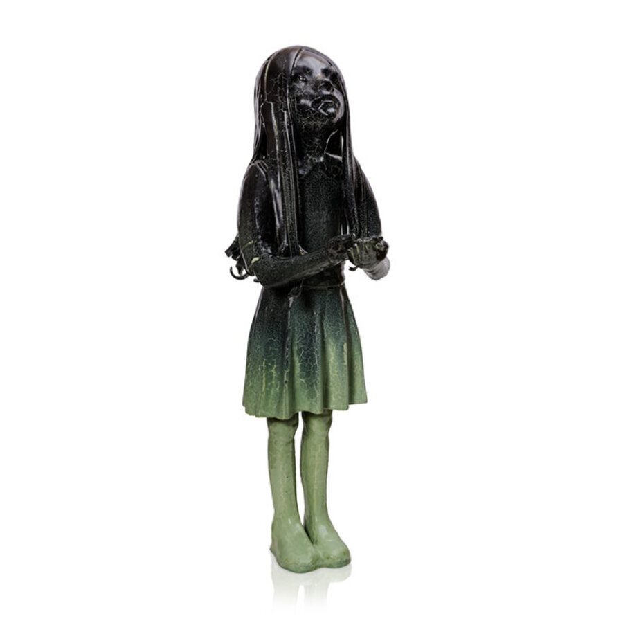 Girl Wishing With Crackle Glaze