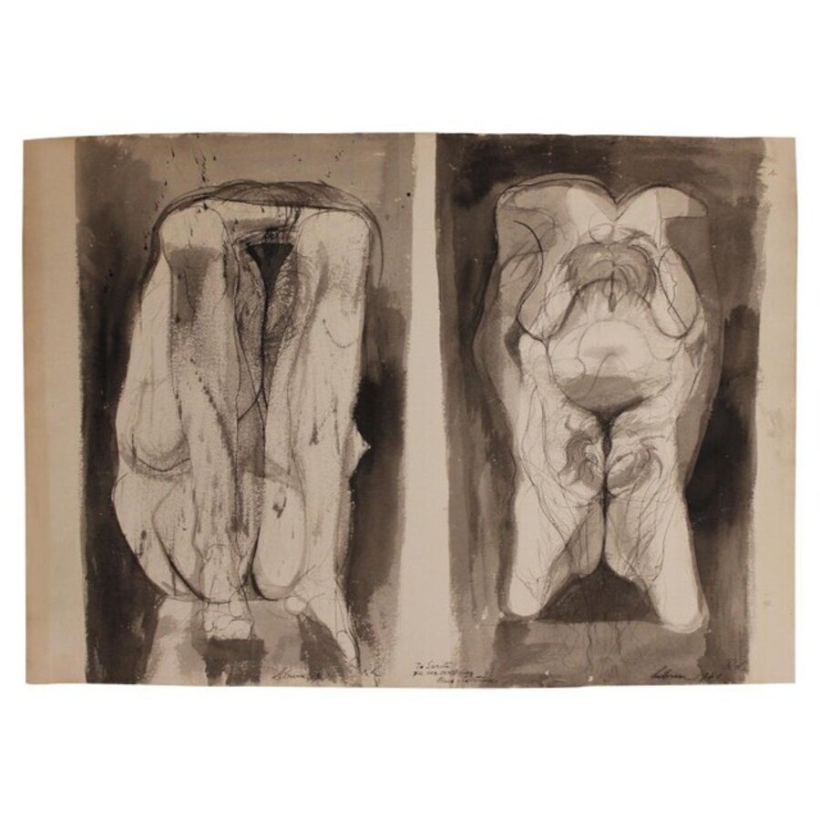 Monochromatic Abstract Figurative Lithograph