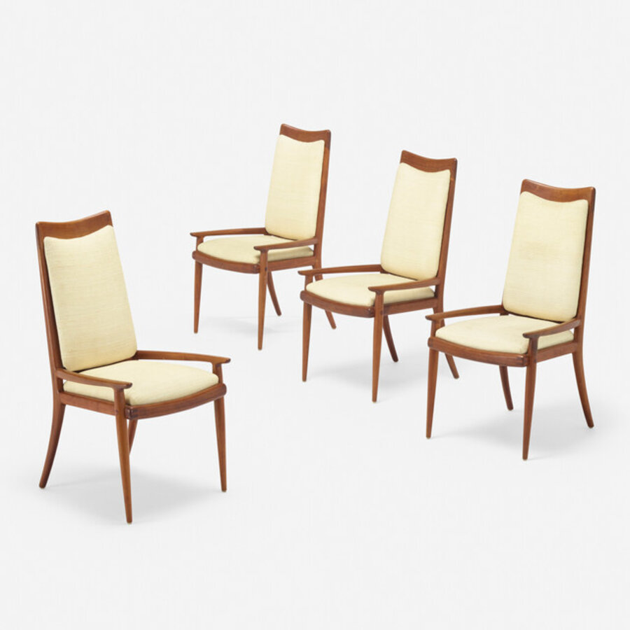 Highback dining armchairs, set of four