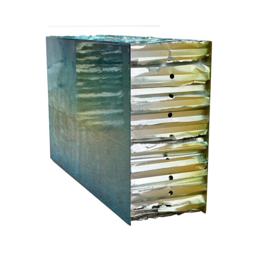 "KN-1959" Blue and Green Abstract Contemporary Aluminum Sculpture