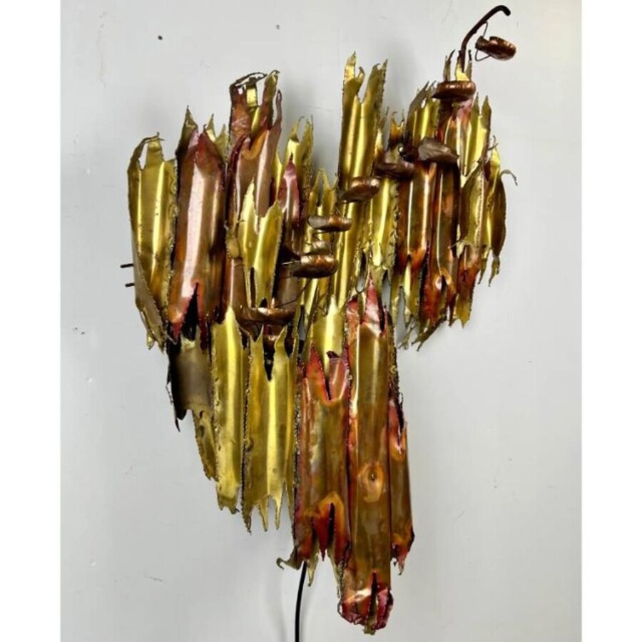 Brutalist Brass & Copper Sculptural Wall Fountain, 1970s After Silas Seandel