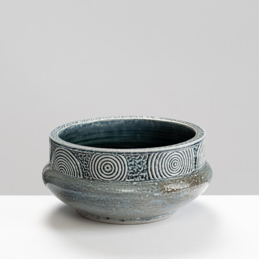 Salt Glazed Bowl With Sprigs