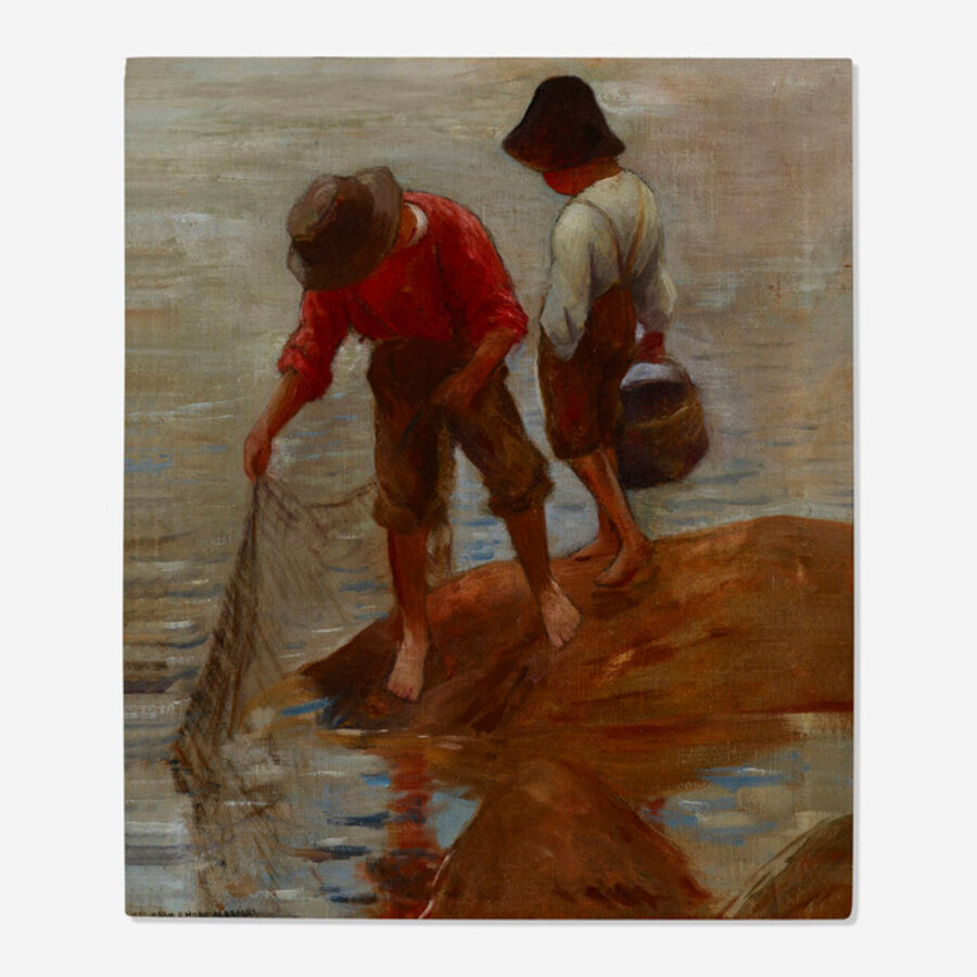 Two Boys Net Fishing