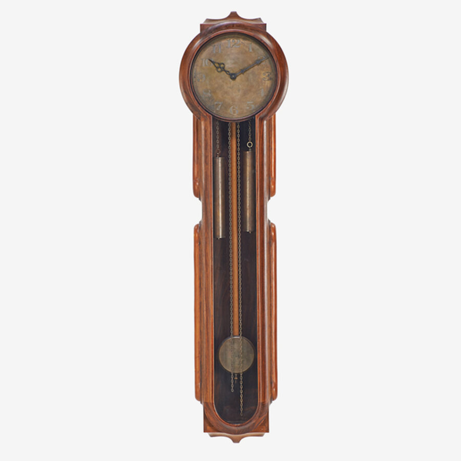 Early custom wall-hanging "grandmother" clock, Long Beach, CA