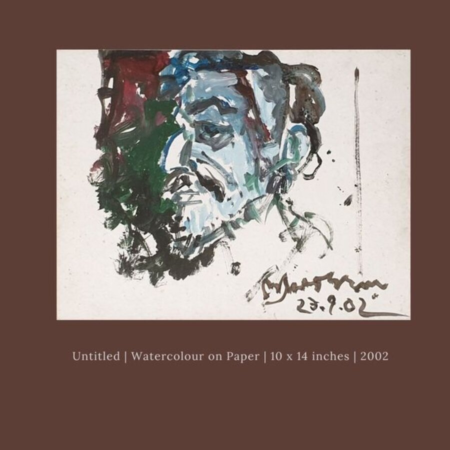 Face of a Man, Watercolour on Paper by Modern Artist "In Stock"