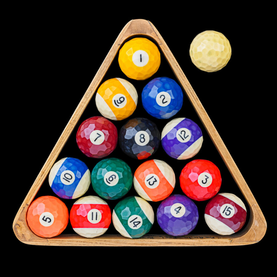 Battuto-cut vintage pool balls