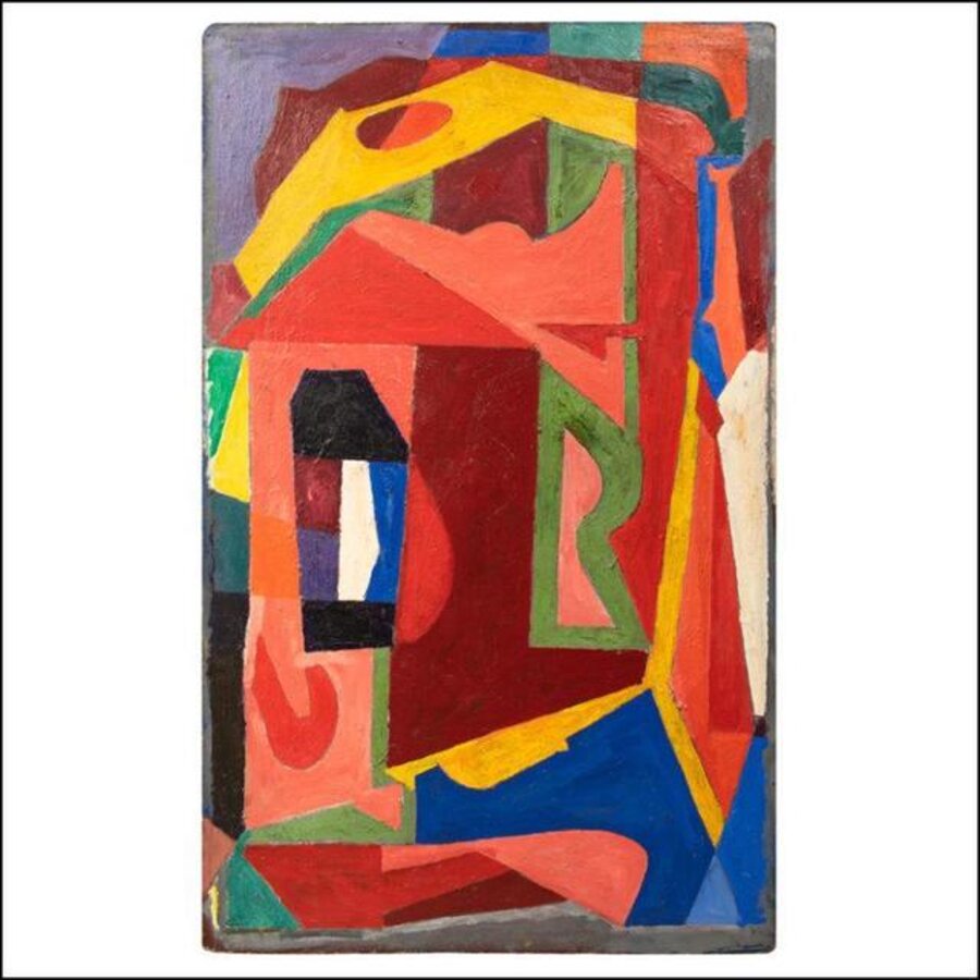 THE JOY OF RED Mid-Century Abstract Non-Objective Color Field oil painting
