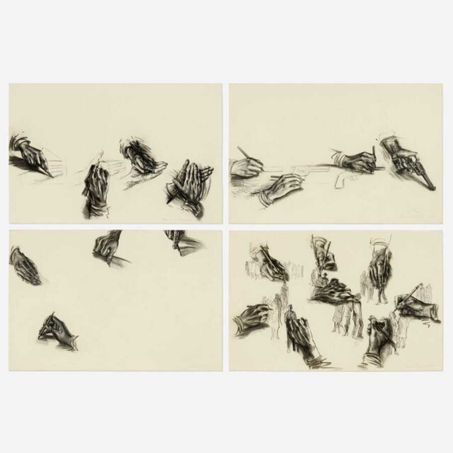 How to Draw (A Gun); How to Draw (Applause); How to Draw (A Crowd); How to Draw (Blank) (four works)