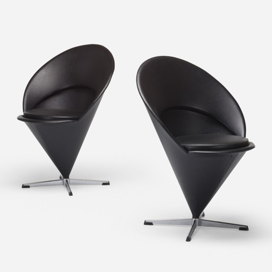 Cone chairs, pair