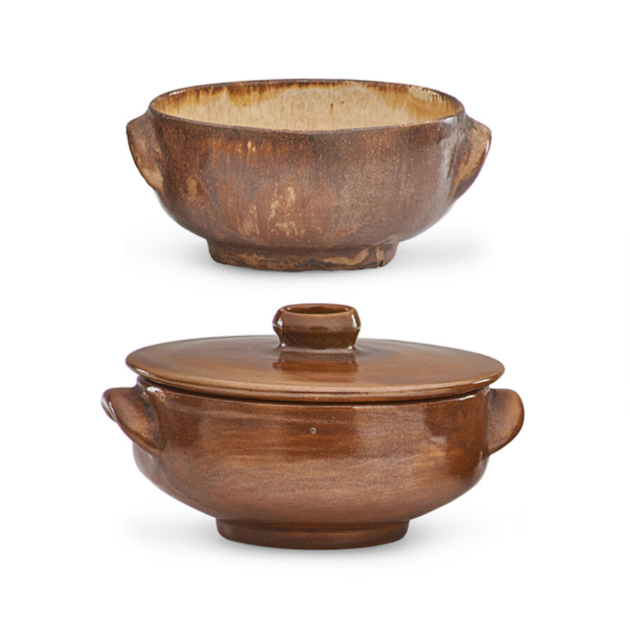 Small bowl by Lucie Rie and lidded vessel by Lucie Rie and Hans Coper, England
