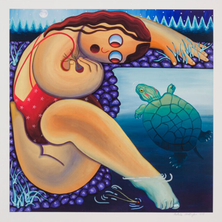 Swimming at Night (Hand-Embellished, Limited Edition Print)