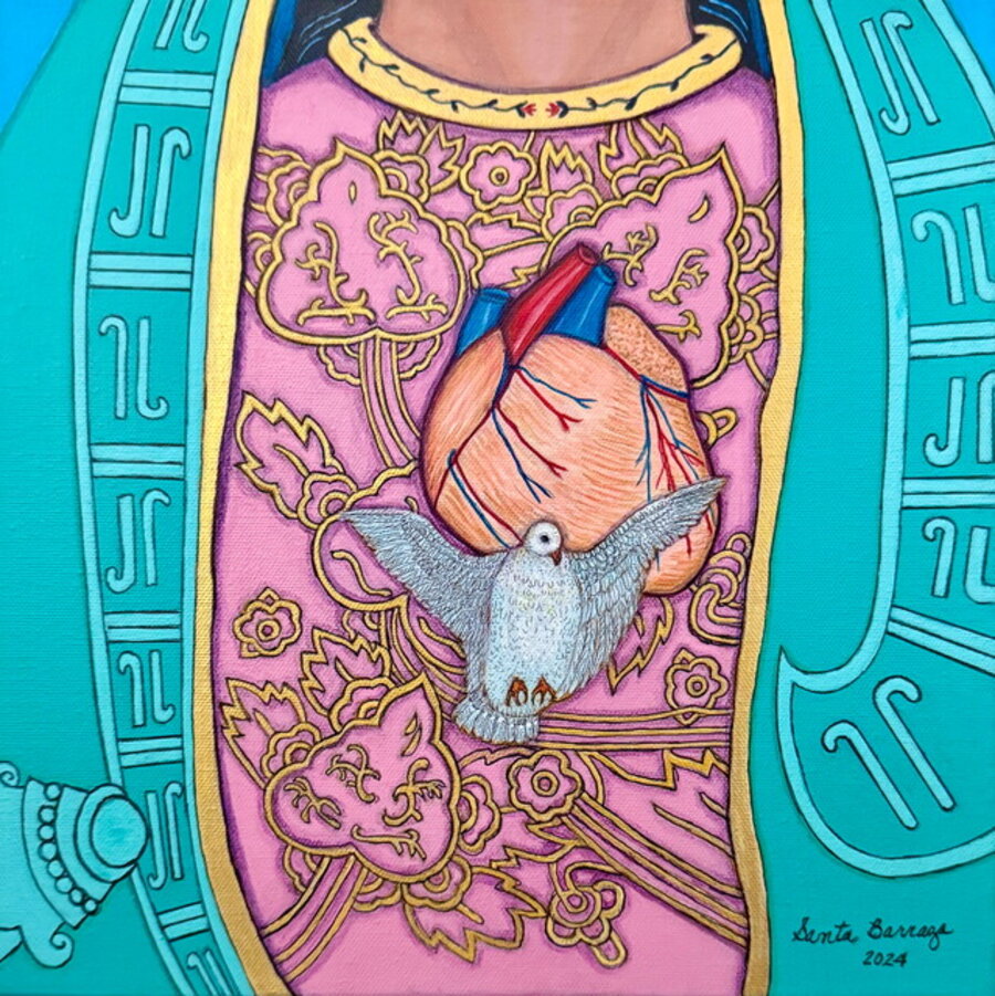 Torso Series: La Guadalupana with Holy Spirit and Exposed Heart