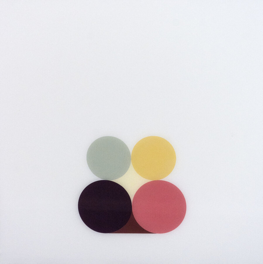 Still Life Yellow - small, bright, geometric minimalist, acrylic on plexiglass