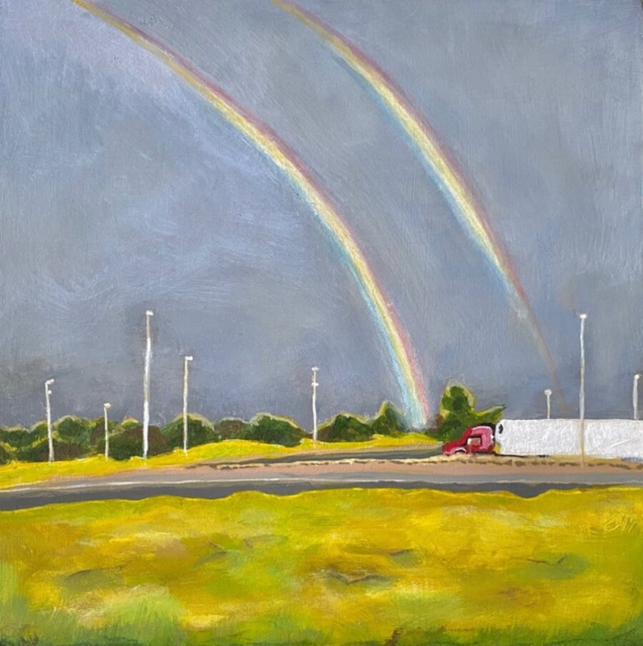 Double rainbow in Waverly Nebraska at a weigh station pull-off on the way to Colorado, Summer 2018, 1.5 B.C.