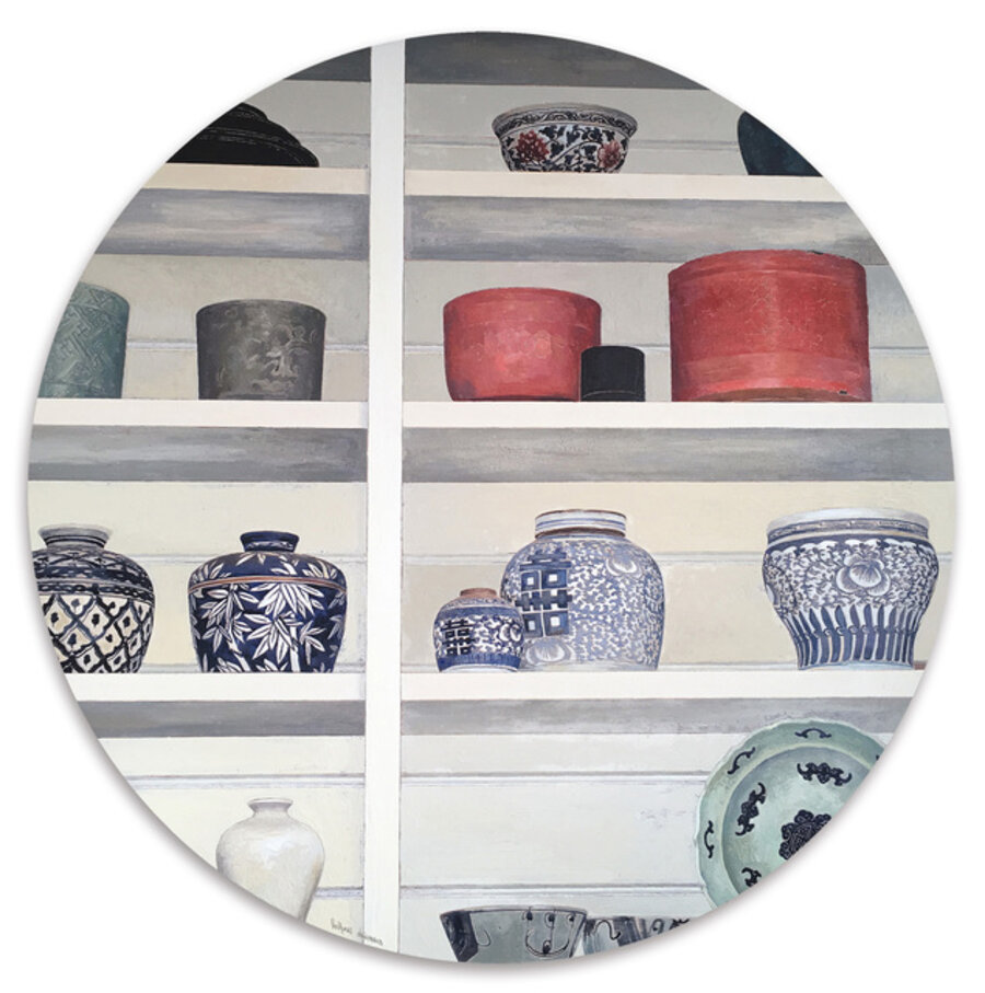 Celadon with ceramics and lacquerware