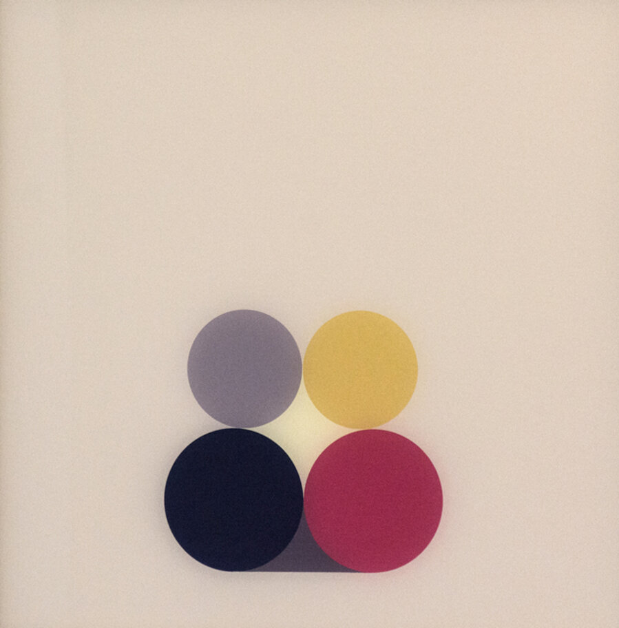Purple Still LIfe 1 - bright, geometric minimalist, acrylic on plexiglass