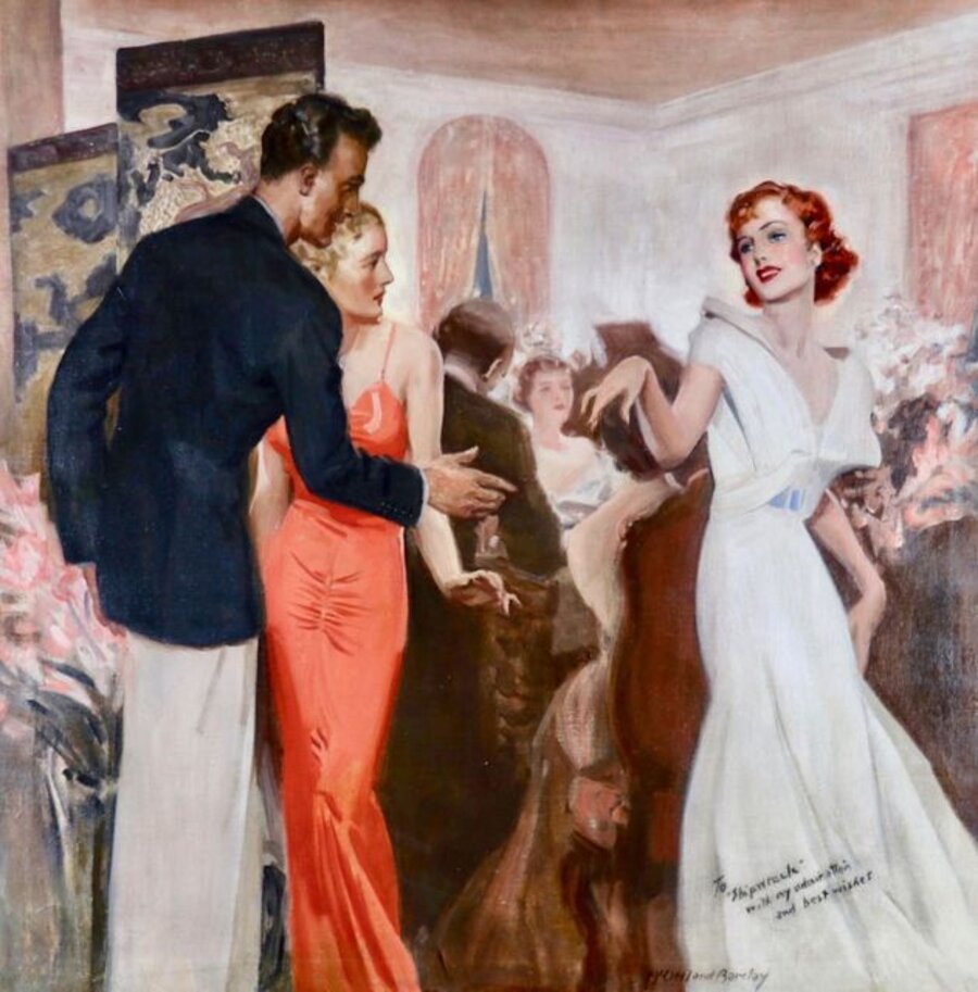 "Darling, darling!" Original magazine story illustration for Cosmopolitan