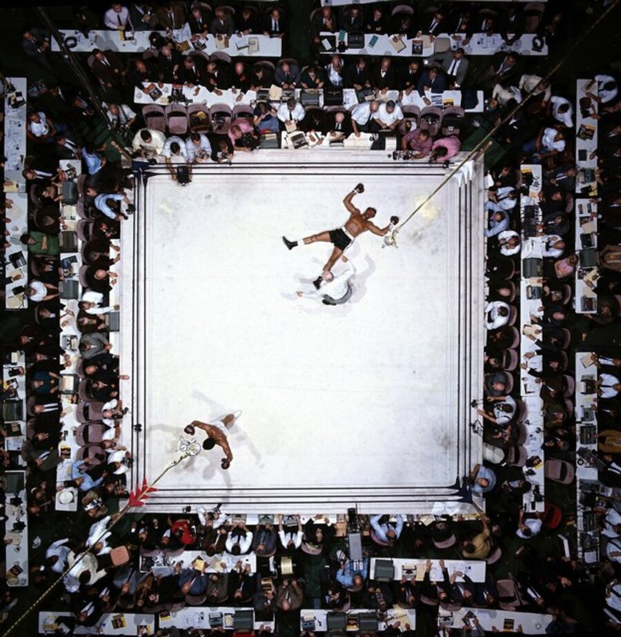 Aerial View of Muhammad Ali Victorious after Round 3 Knockout of Cleveland Williams During Fight at Astrodome, November 14th