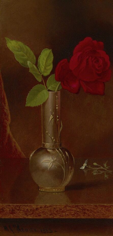 Martin Johnson Heade, ‘Red Rose in a Standing Vase’, 1883