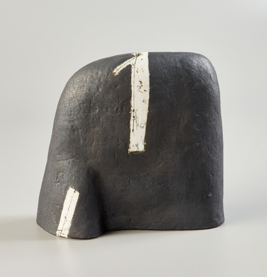 "Untitled Vessel (Black with White Signs)"