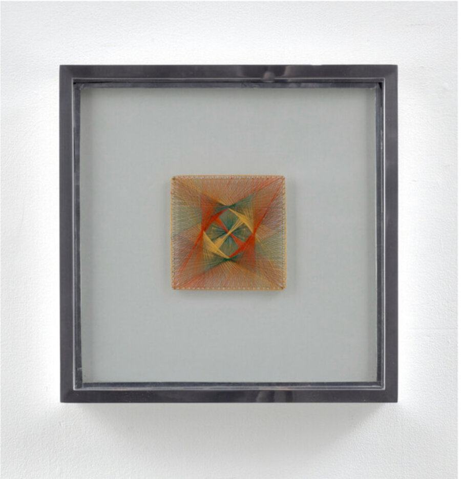 Red, green, yellow string composition