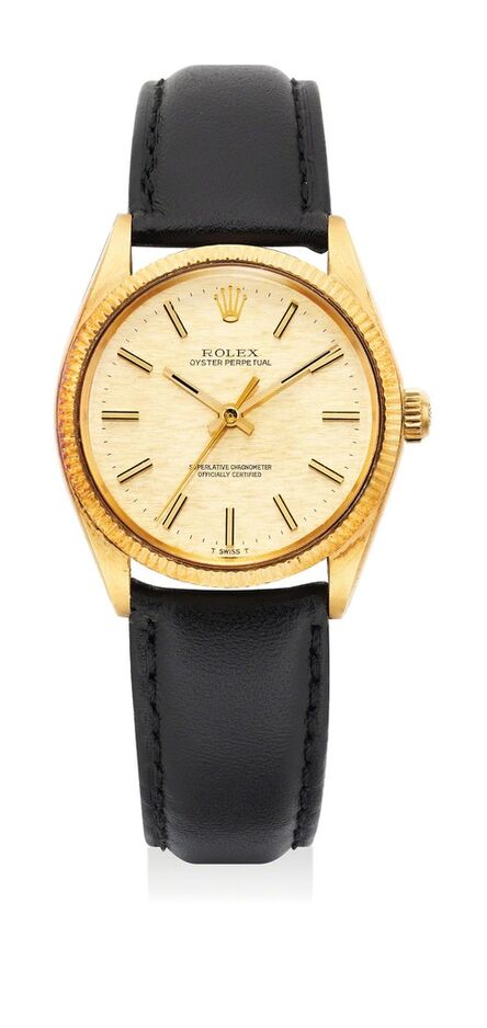 Rolex, ‘A yellow gold automatic wristwatch with center second and textured dial’, Circa 1973