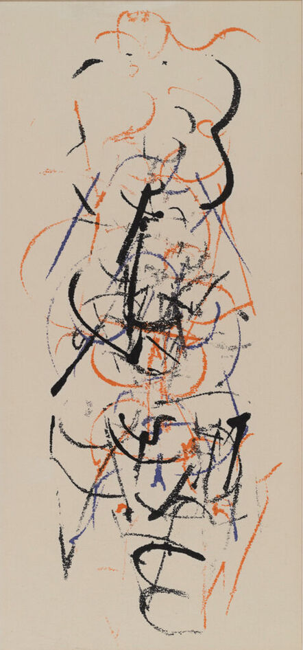 George Dannatt, ‘Monoprint Drawing No 6 - Black, Orange & Blue ’, 1982