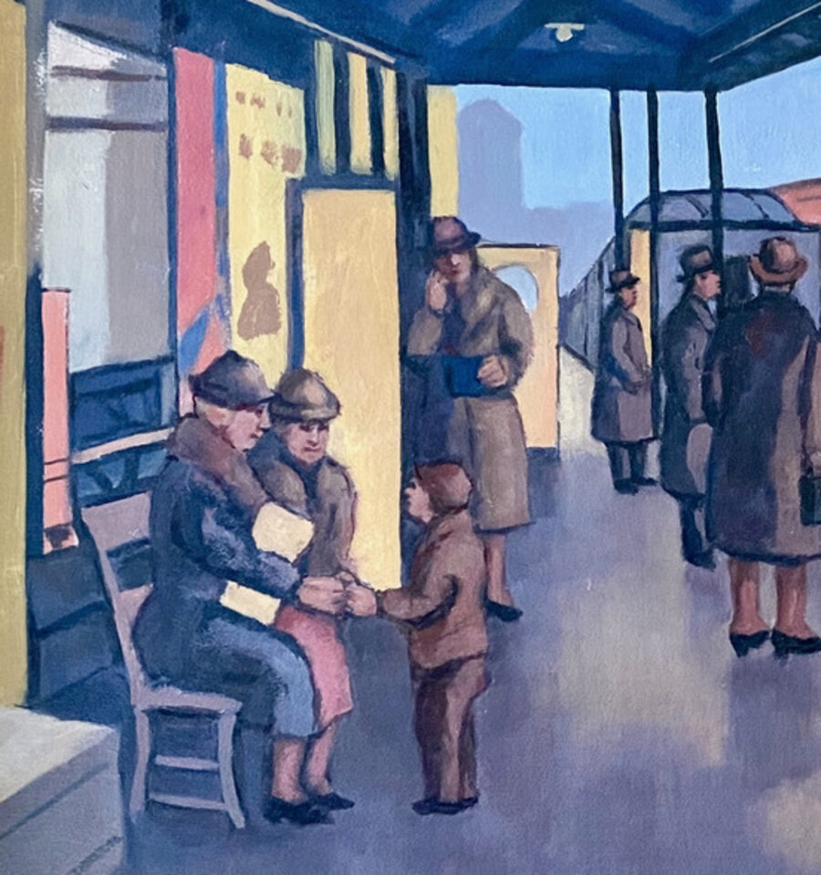 "NYC Subway" American Modernism Scene WPA Mid-Century Realism Cityscape Transit