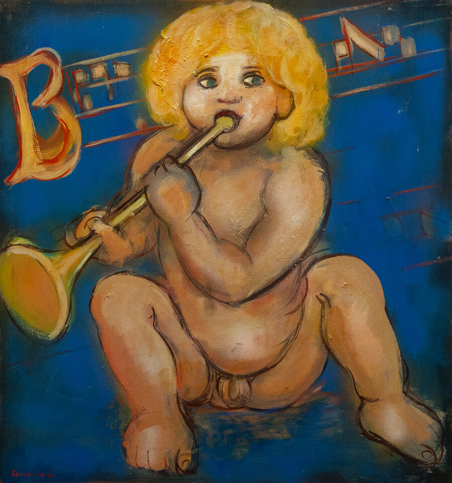 Trompetenspielender Putto