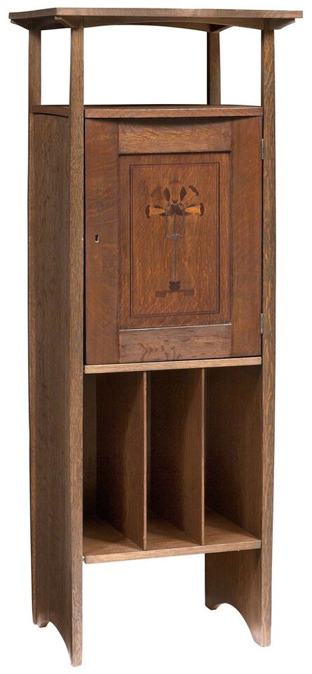Harvey Ellis, ‘Arts and Crafts Inlaid Oak Music Cabinet’, circa 1903