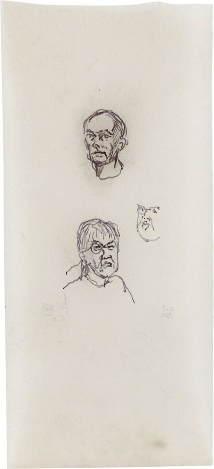Léonard Tsugouharu Foujita 藤田 嗣治, ‘Autoportrait et visage’, ca. 1960