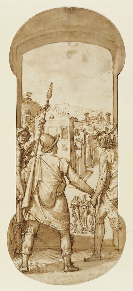 Federico Zuccaro, ‘Taddeo Returns to Rome Escorted by Drawing and Spirit toward the Three Graces’, 1595