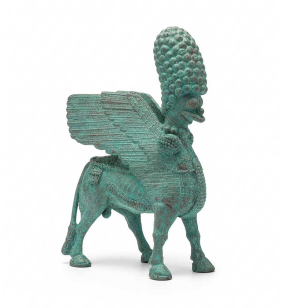 Winged Bull with head of Rhoman Goddess