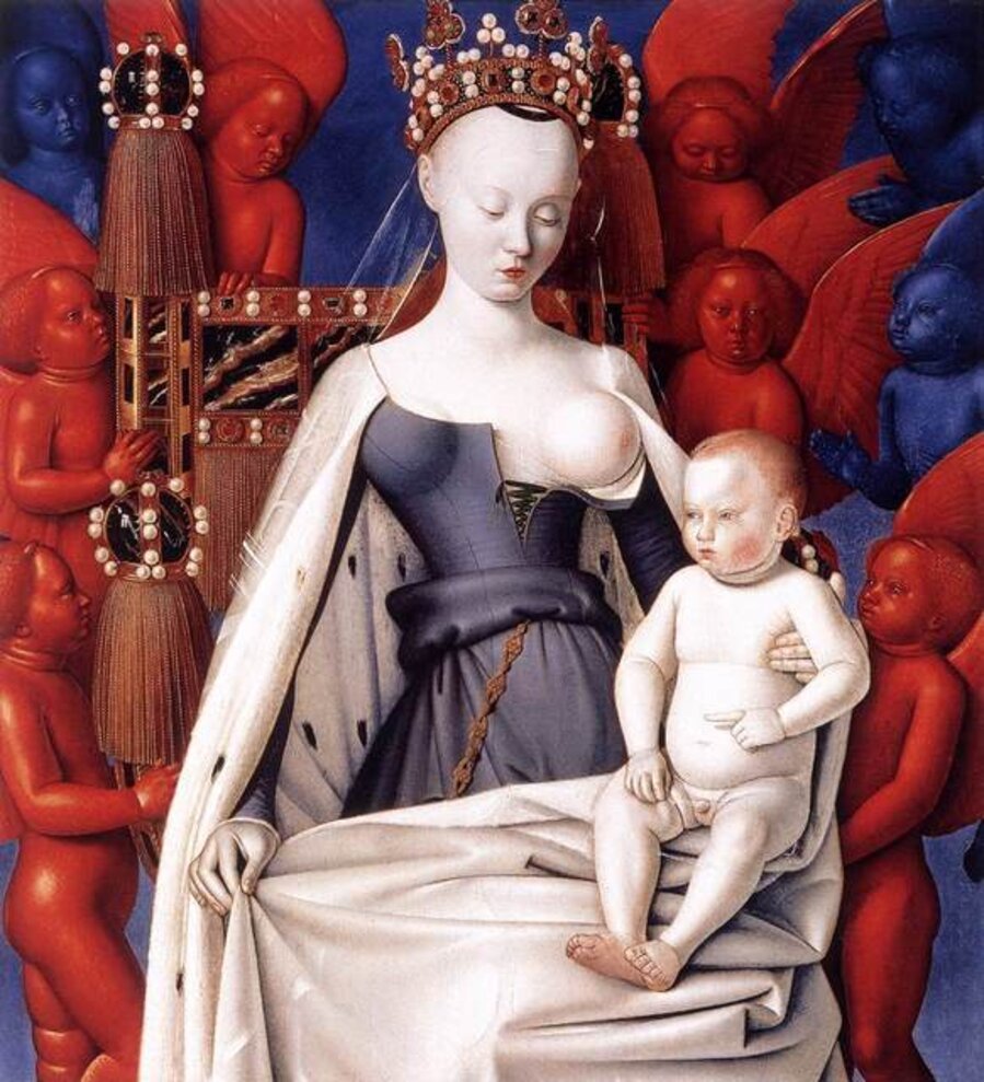 Virgin and Child, right wing of the Melun Diptych