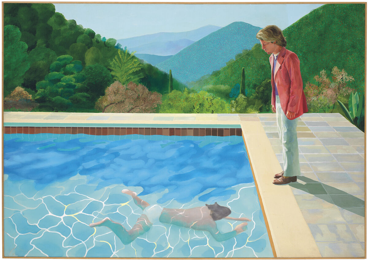 David Hockney, Portrait of an Artist (Pool with Two Figures), 1972, acrylic on canvas, 84 x 119 3/4 in., est. in the region of $80 million. Image courtesy Christie's Images Ltd. 2018.