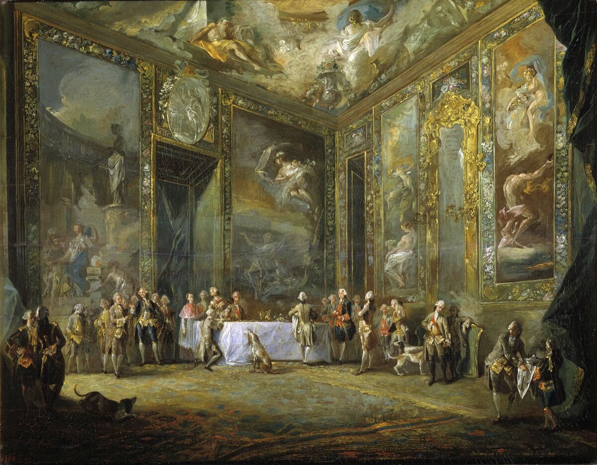 Luis Paret y Alcázar, Charles III Dining Before the Court, c. 1775. Museo del Prado. Photo via Wikimedia Commons. 