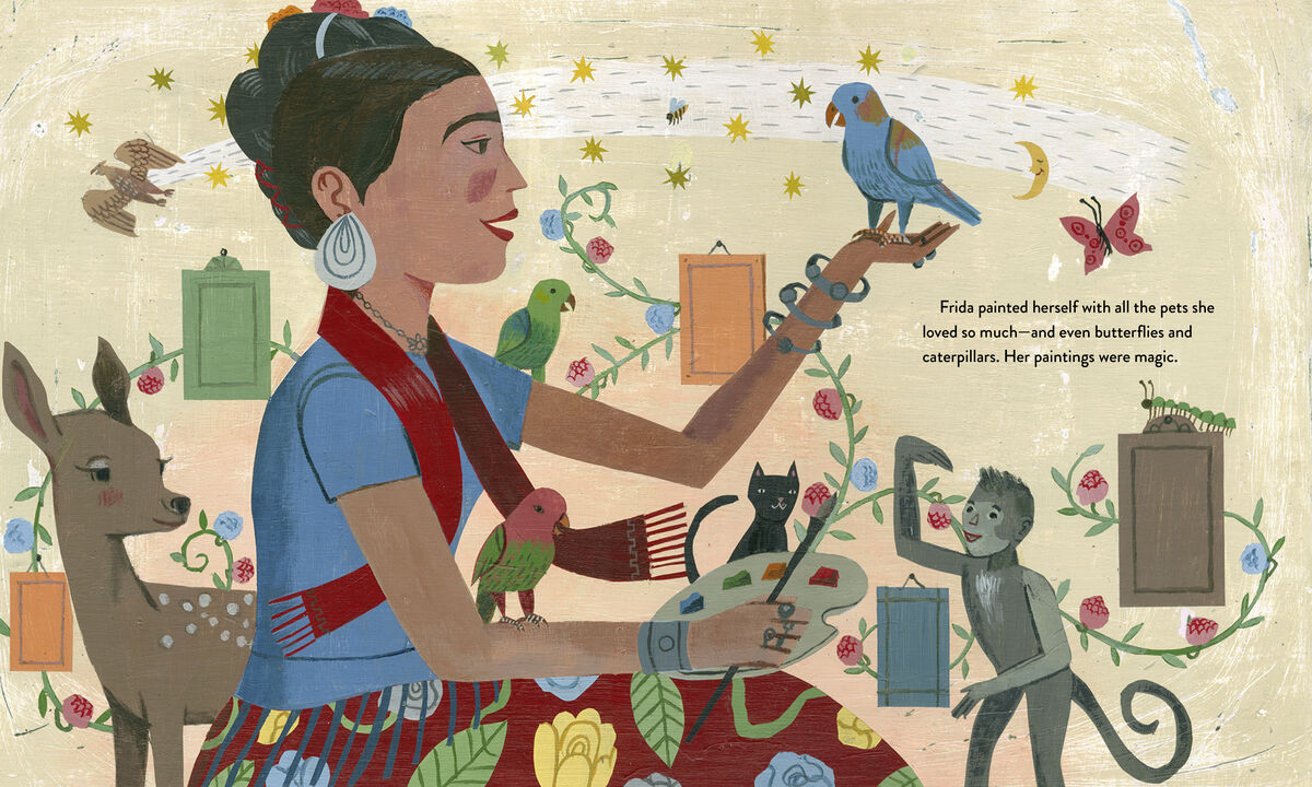 Illustration for Frida Kahlo and Her Animalitos by John Parra. Courtesy of NorthSouth Books.