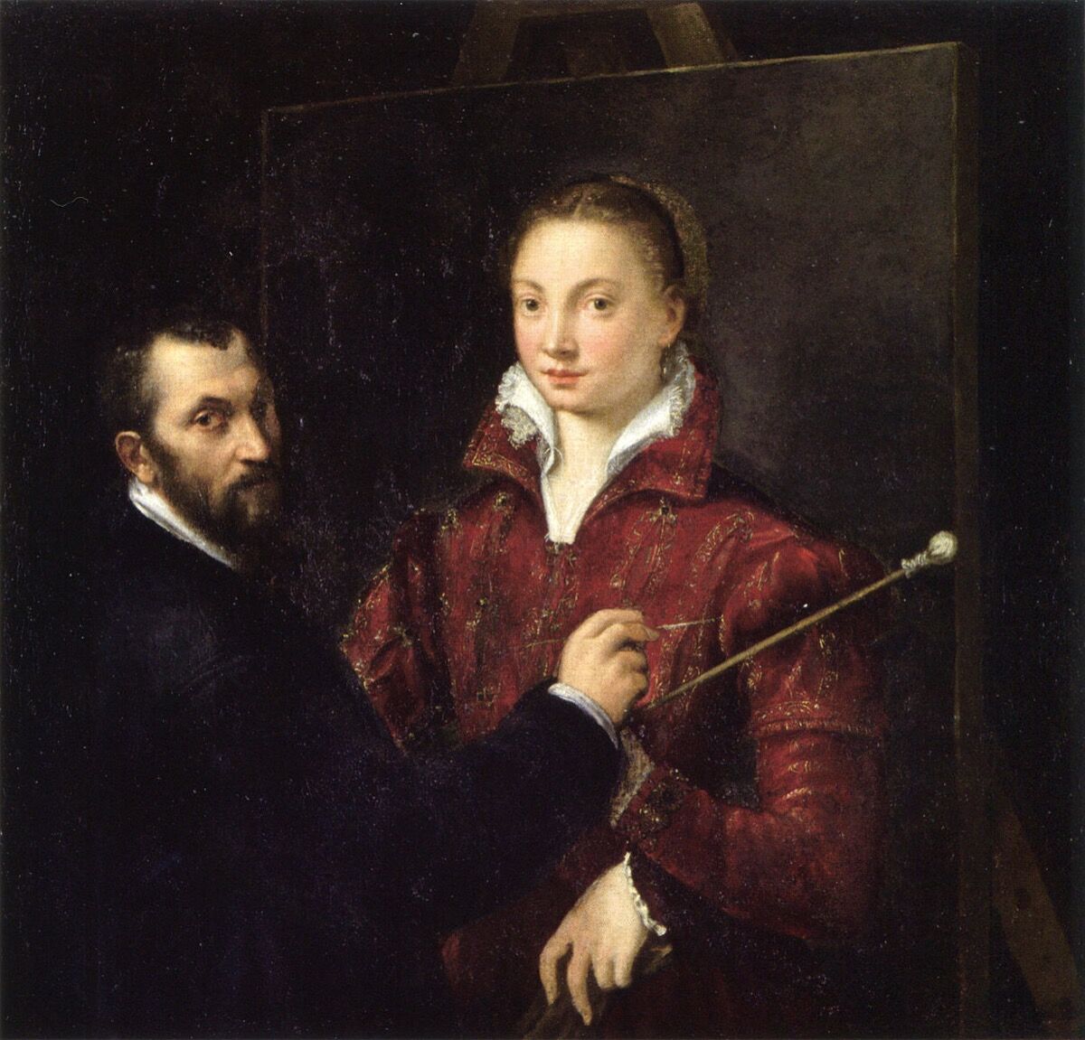 Софонисба Ангуиссола,&nbsp;Автопортрет с Бернардино Кампи, 1550.&nbsp;
