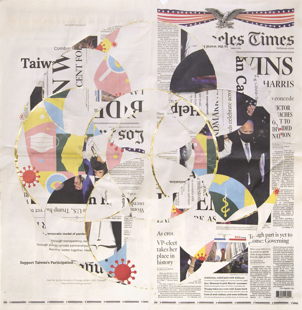 Blind Collage (Seven 180° Rotations, Los Angeles Times: Los Angeles, California, Sunday, November 8, 2020)
