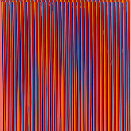 Ian Davenport, ‘Poured Lines - Dark Pink, Blue, Orange, Grey Blue, Red’, 1993