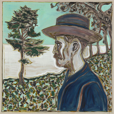 Billy Childish, ‘self portrait with tree’, 2017