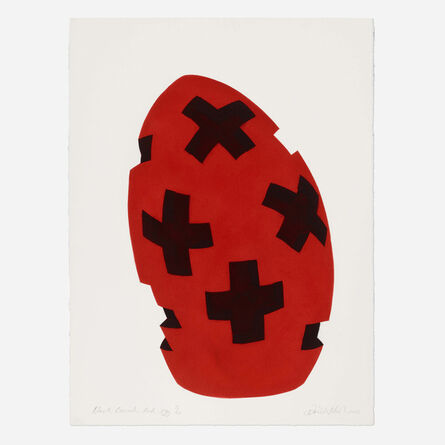 David Nash, ‘Black Crossed Red Egg’, 2003